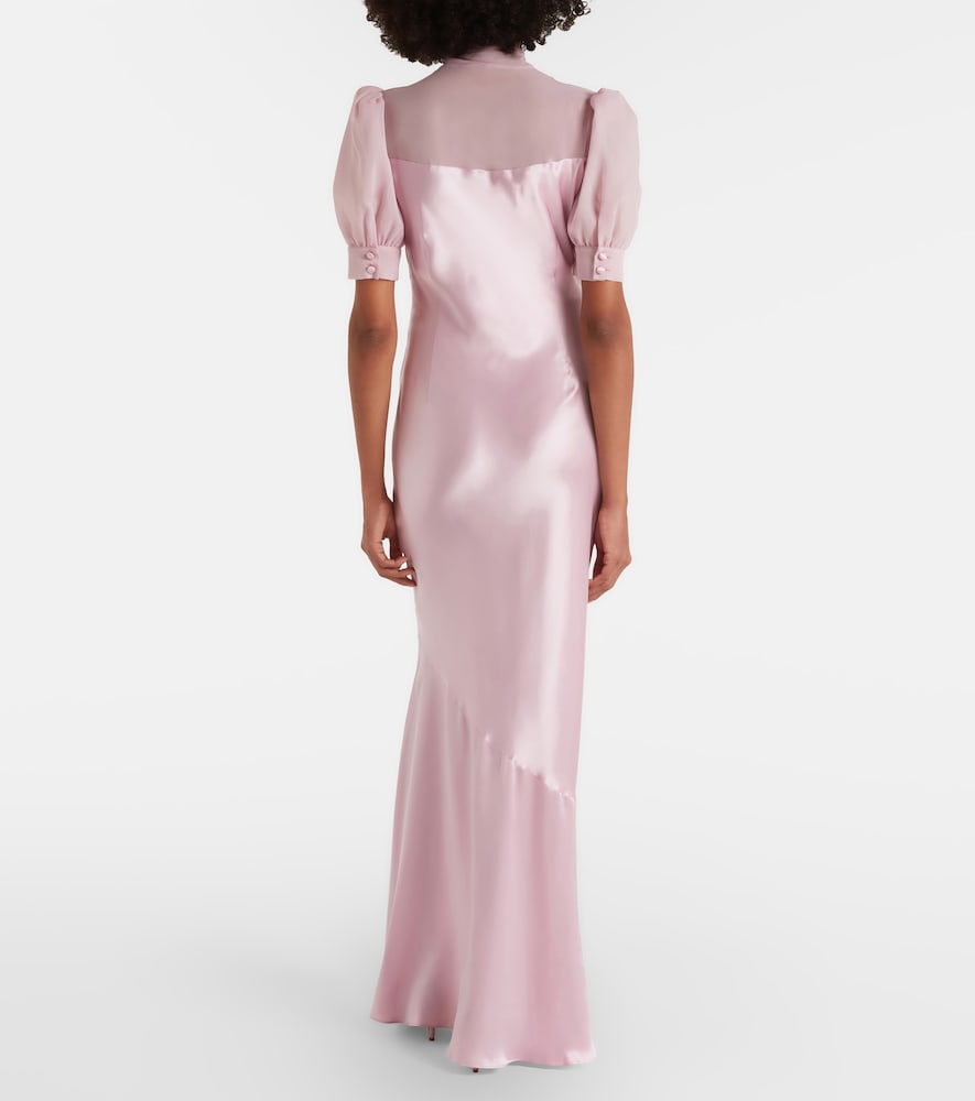 Tie-Neck Silk Satin Gown