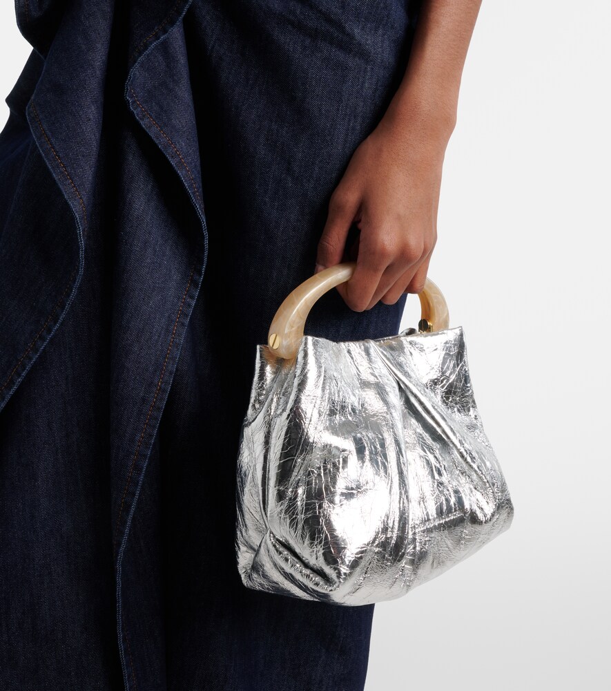 Dries Van Noten Crisp Mini metallic leather top-handle bag