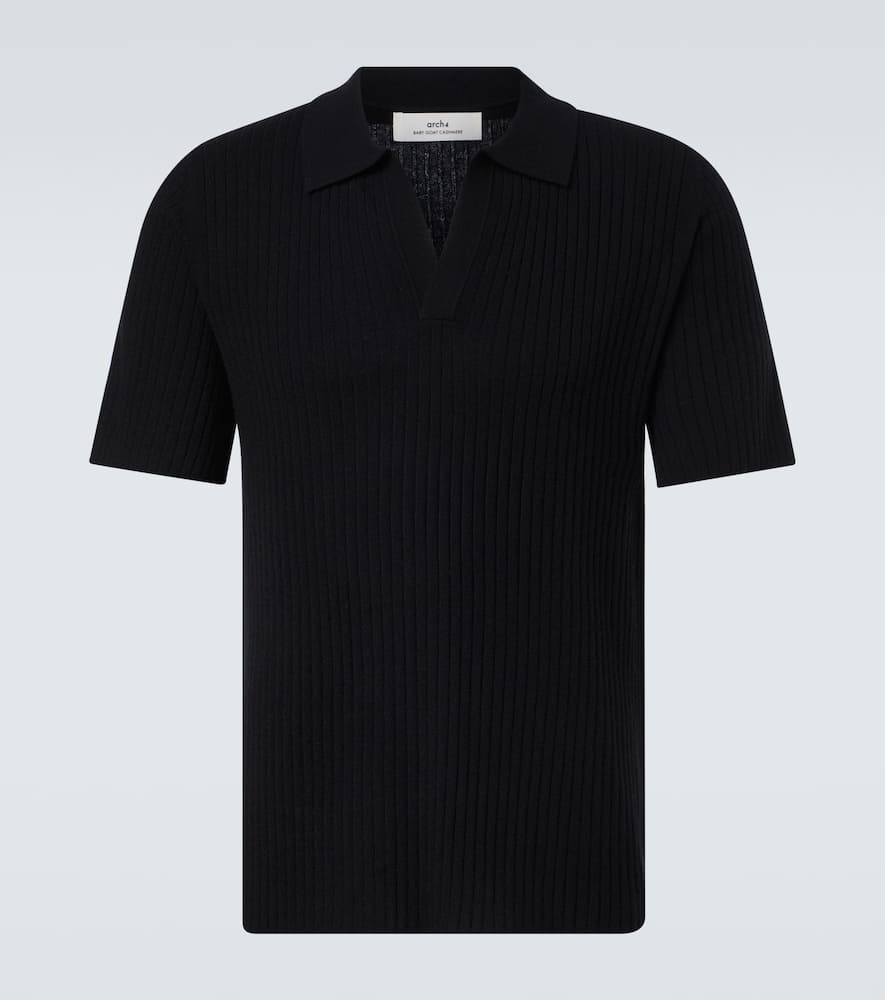 Arch4 Ribbed-knit Cashmere Polo Shirt In Black