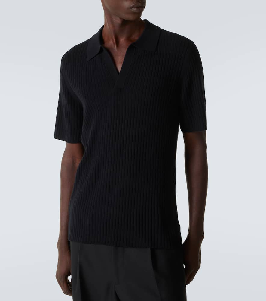 Arch4 Ribbed-knit Cashmere Polo Shirt In Black
