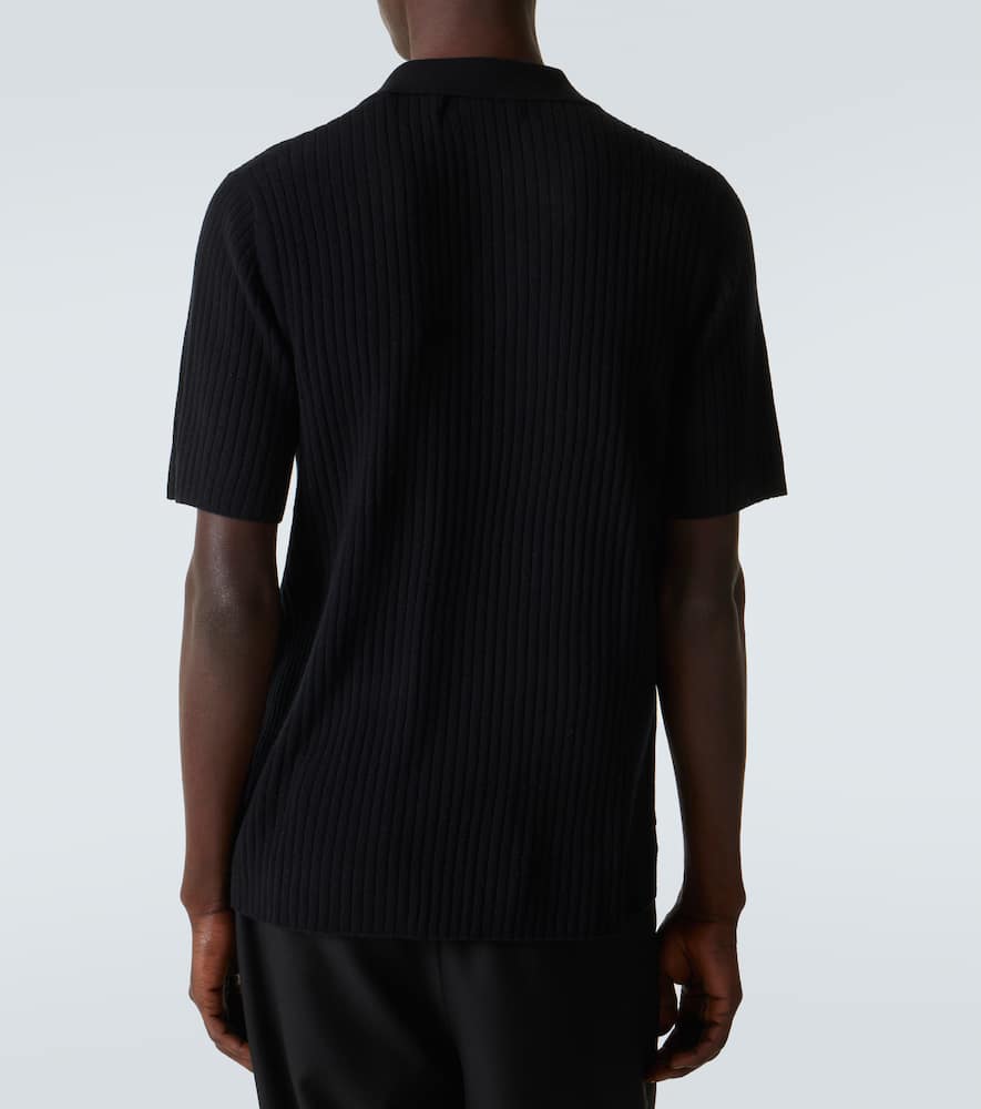 Arch4 Ribbed-knit Cashmere Polo Shirt In Black