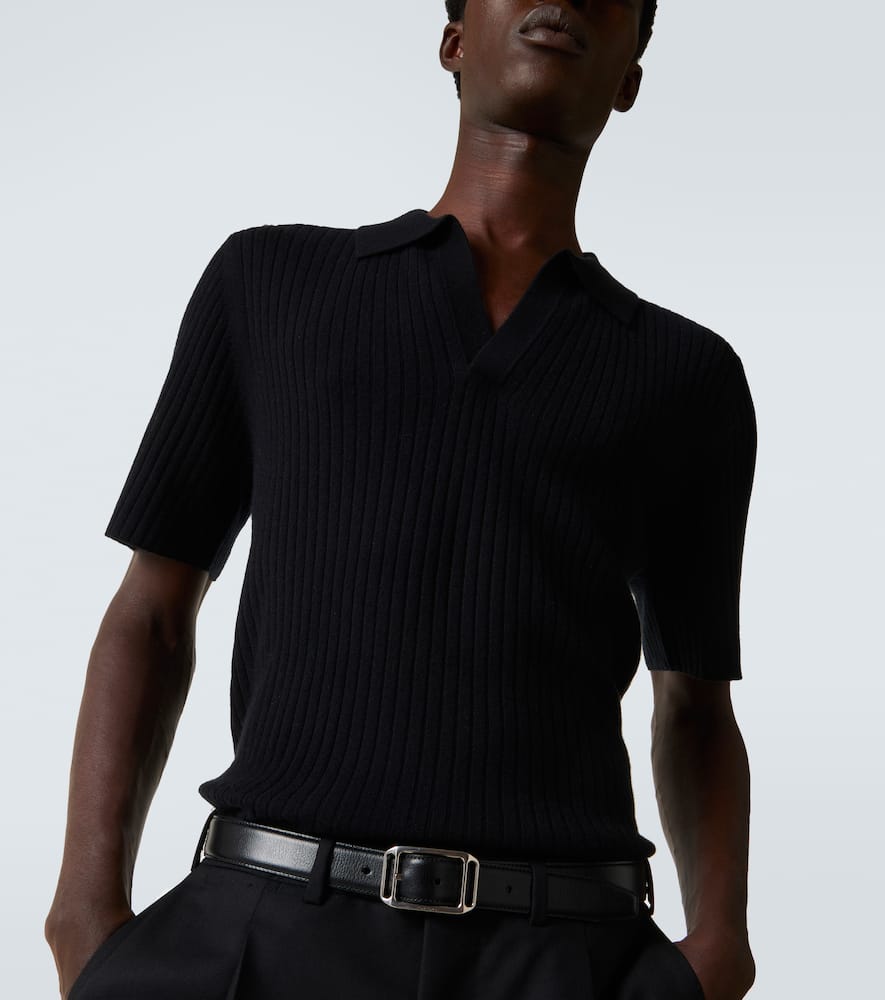 Arch4 Ribbed-knit Cashmere Polo Shirt In Black