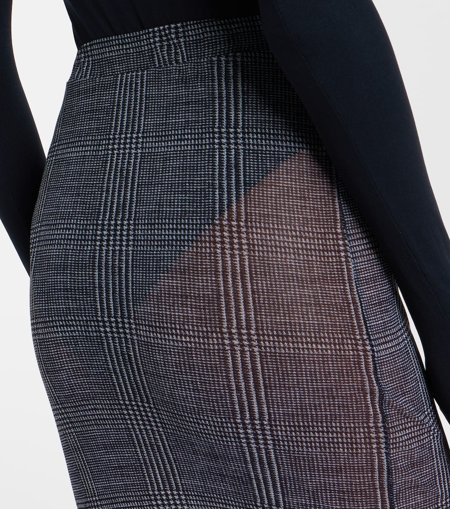 Checked Sheer Pencil Skirt