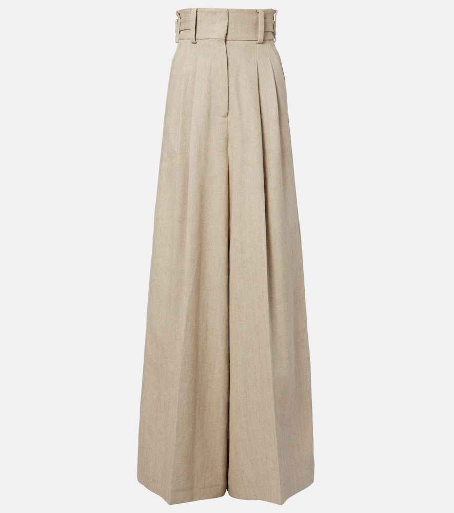 Elie Saab Linen and cotton canvas wide-leg pants