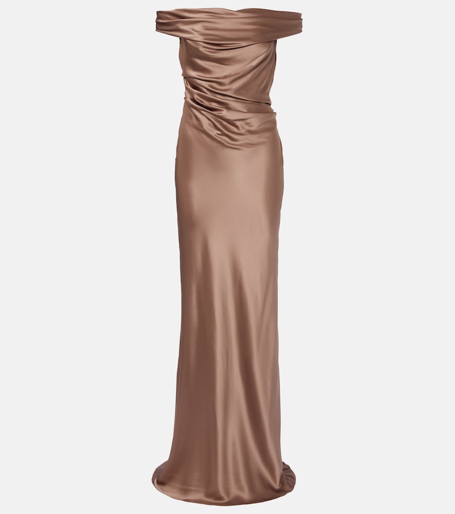 The Sei Bardot off-shoulder silk charmeuse gown