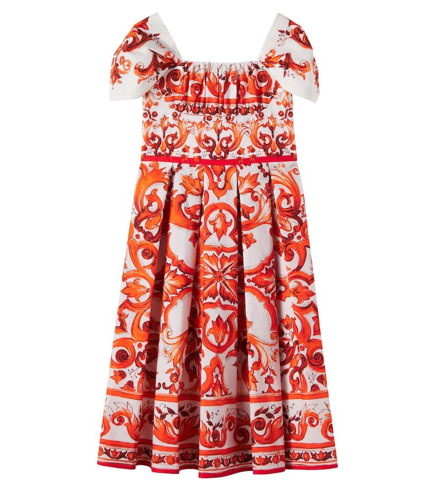 Dolce&Gabbana Kids Orange Majolica Cotton Dress Y Size 10 - Mytheresa