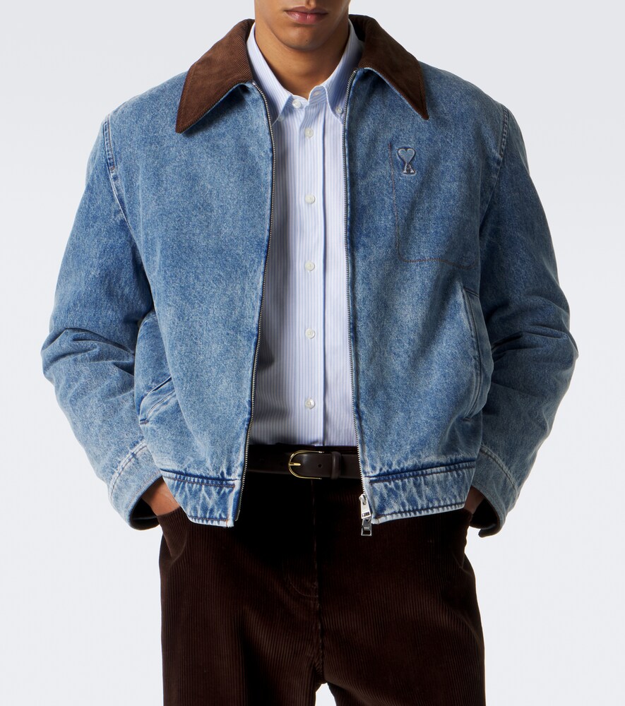Ami De Coeur Corduroy-Trimmed Denim Jacket