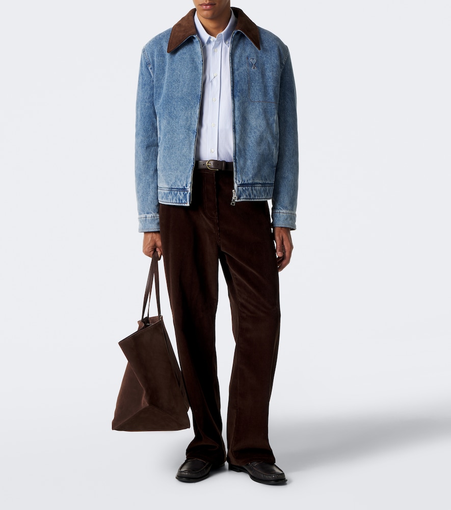 Ami De Coeur Corduroy-Trimmed Denim Jacket