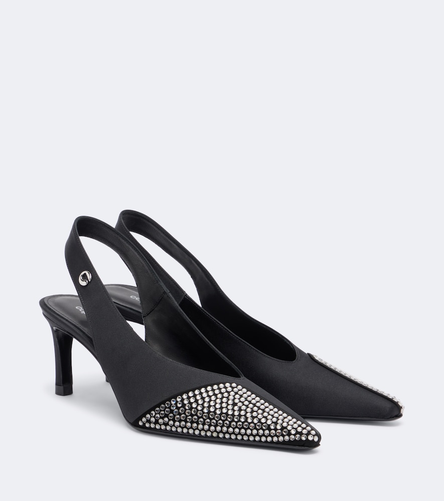 Pumps slingback in raso con cristalli