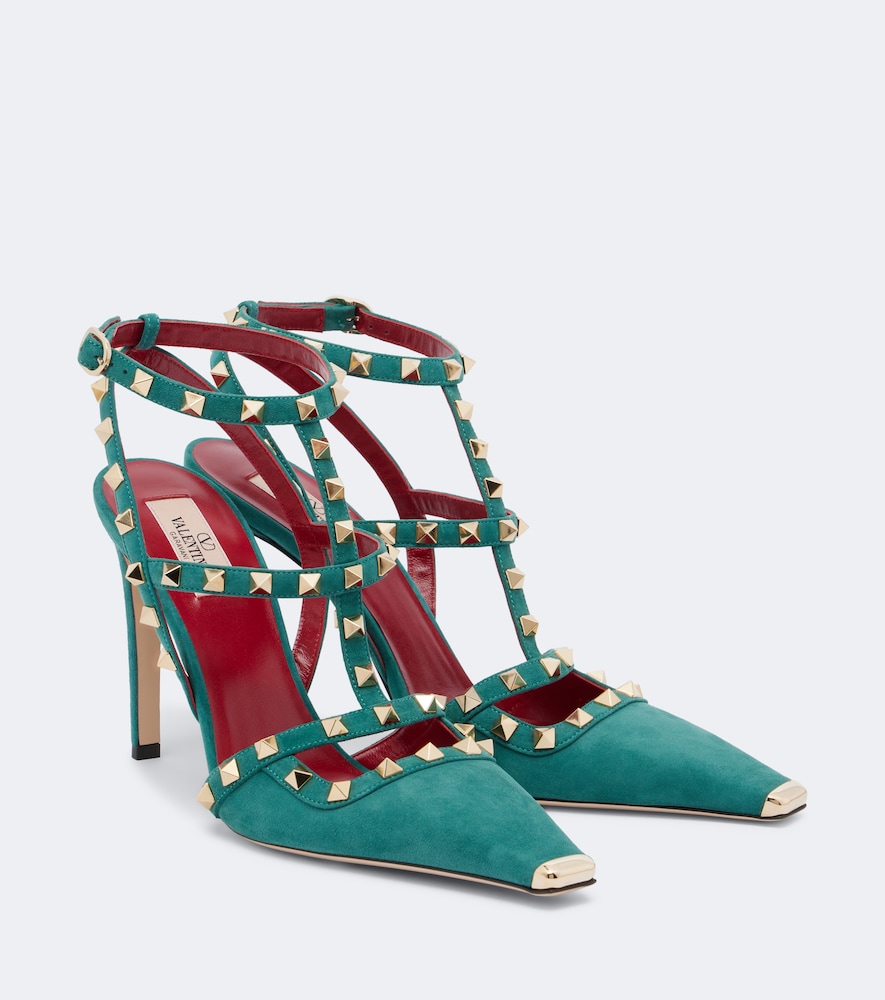 Slingback-Pumps Rockstud aus Veloursleder