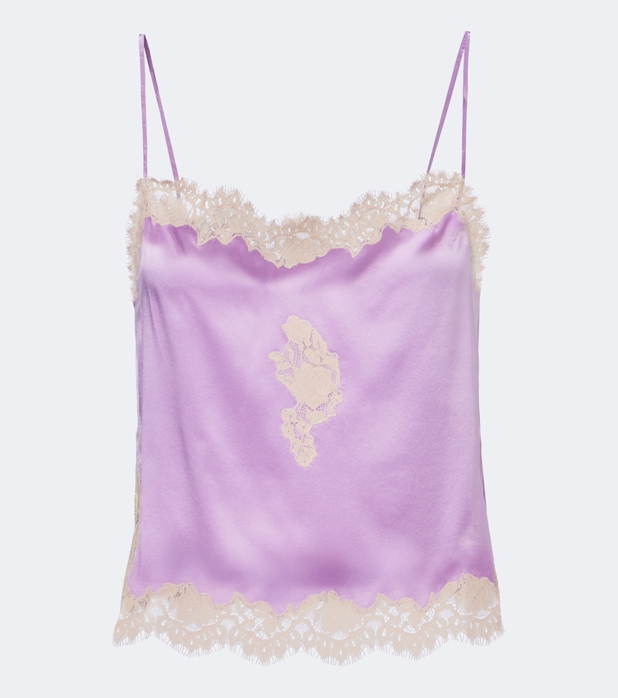 Dôen Avelaine Lace-Trimmed Silk Satin Camisole