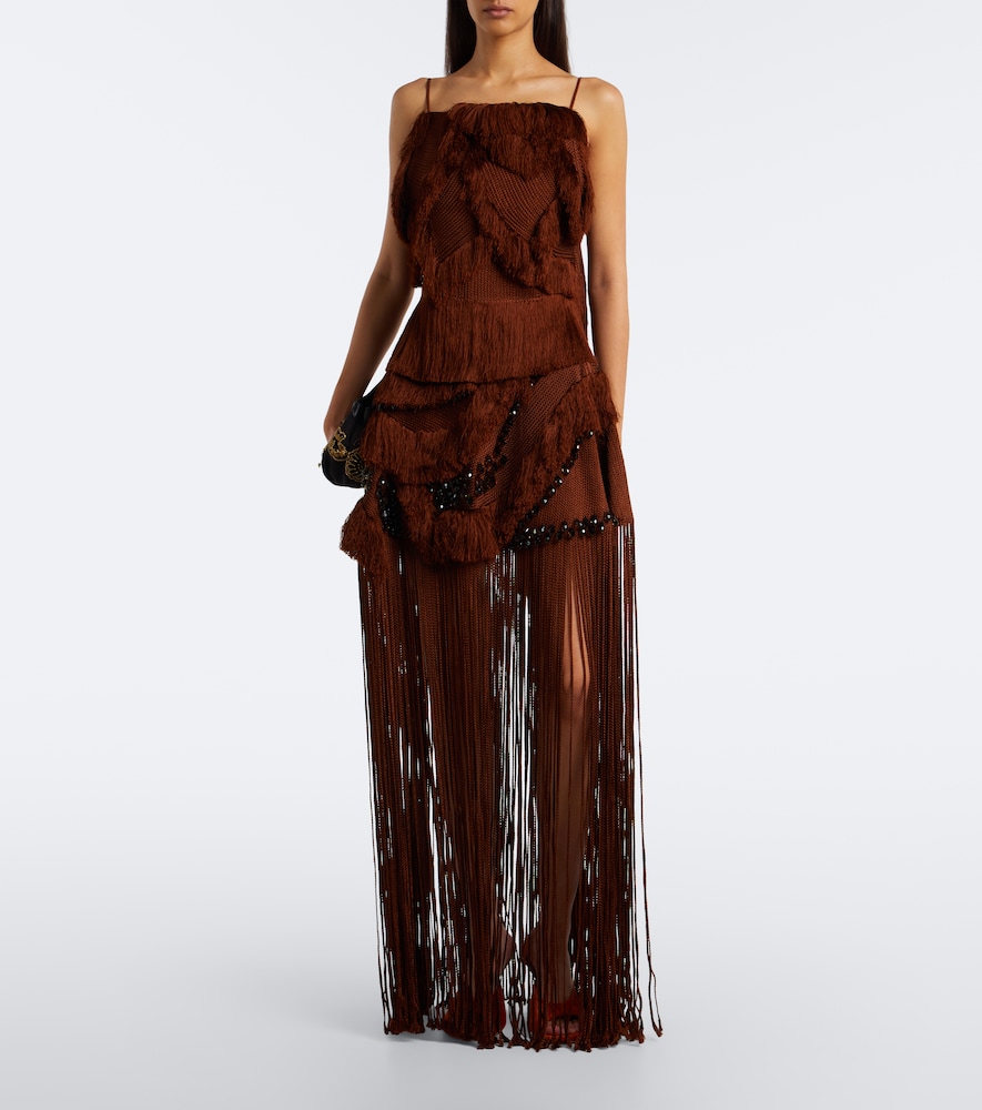 Braided Embellished Fringed Miniskirt