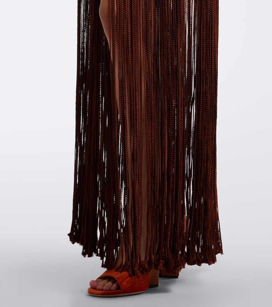 Braided Embellished Fringed Miniskirt