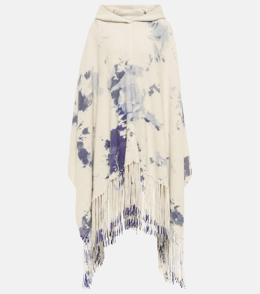 Chloé Tie-dye cashmere hooded poncho