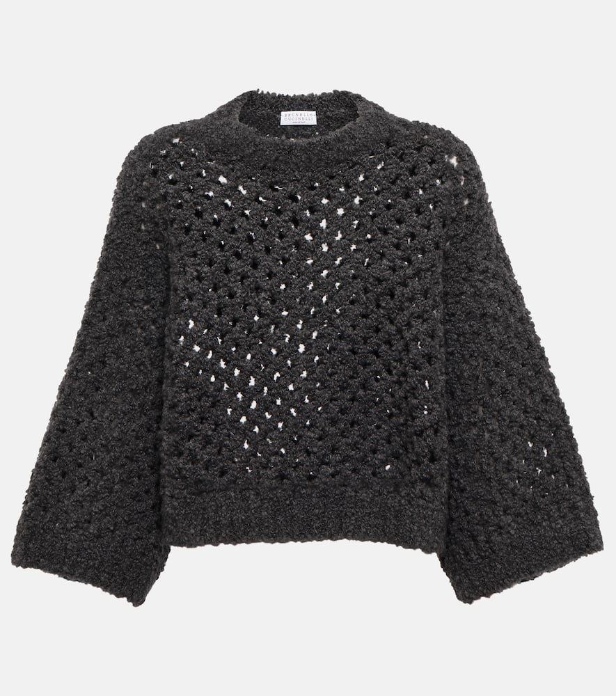 Brunello Cucinelli Open-knit camel hair and silk sweater