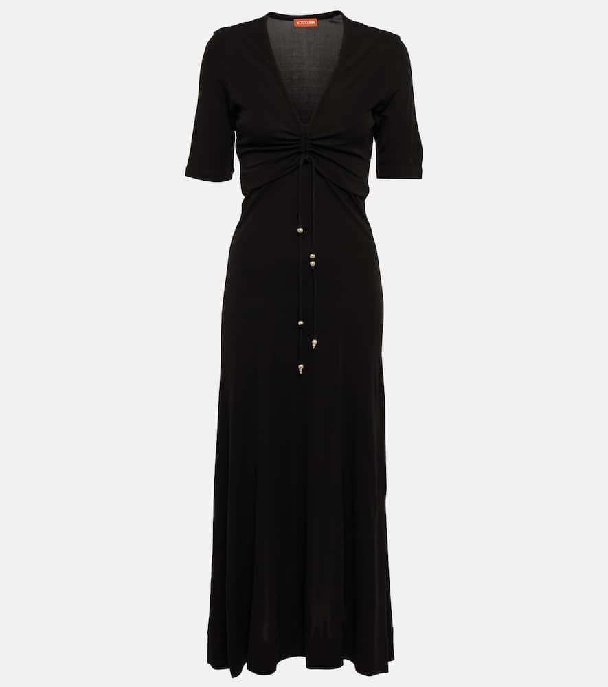 Shop Altuzarra Panya Ruched Midi Dress In Black