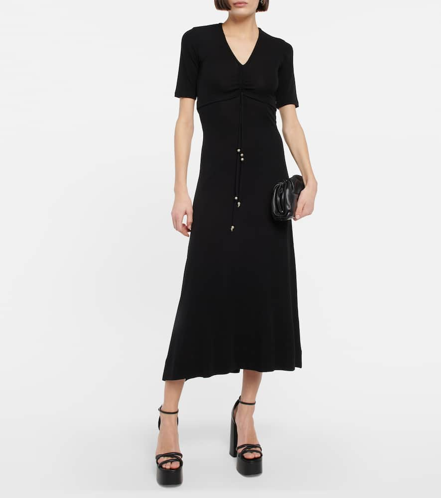 Shop Altuzarra Panya Ruched Midi Dress In Black