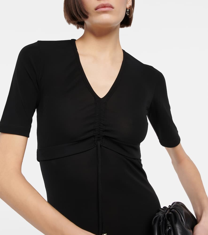 Shop Altuzarra Panya Ruched Midi Dress In Black