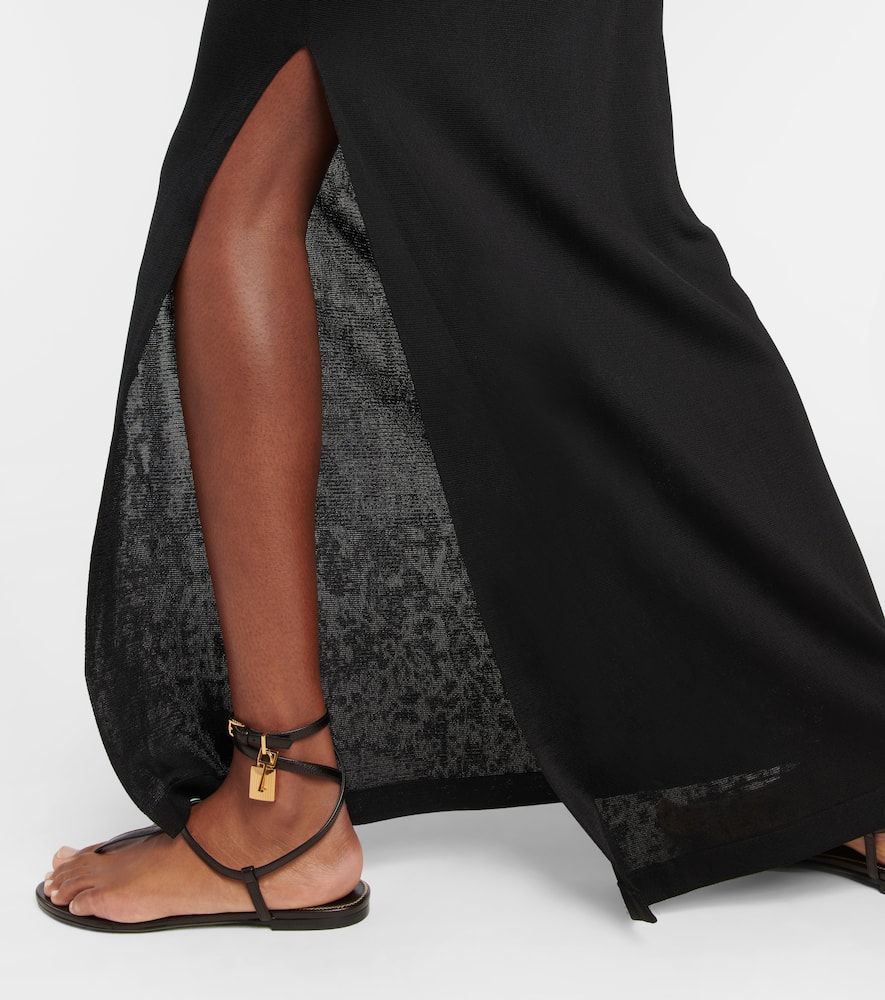 Tom Ford Black Shiny Leather Padlock Thong Sandals In Black