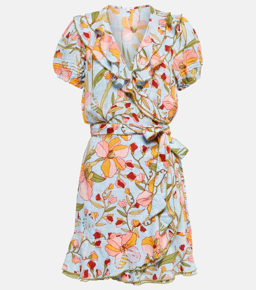 Poupette St Barth Floral Minidress In Sky Jonquille