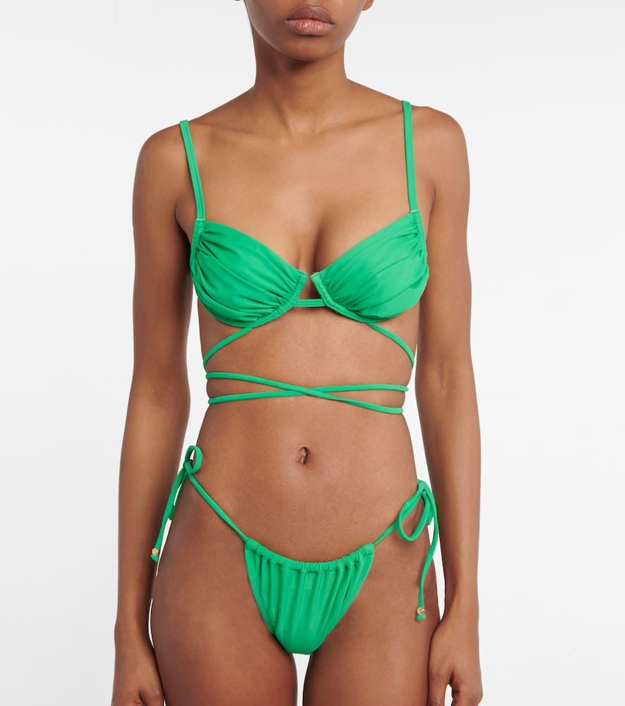 Shop Bananhot Cherry Bikini Top In Kelly Green