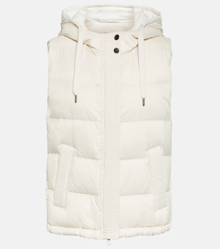 Brunello Cucinelli Padded Hooded Gilet In Vanilla