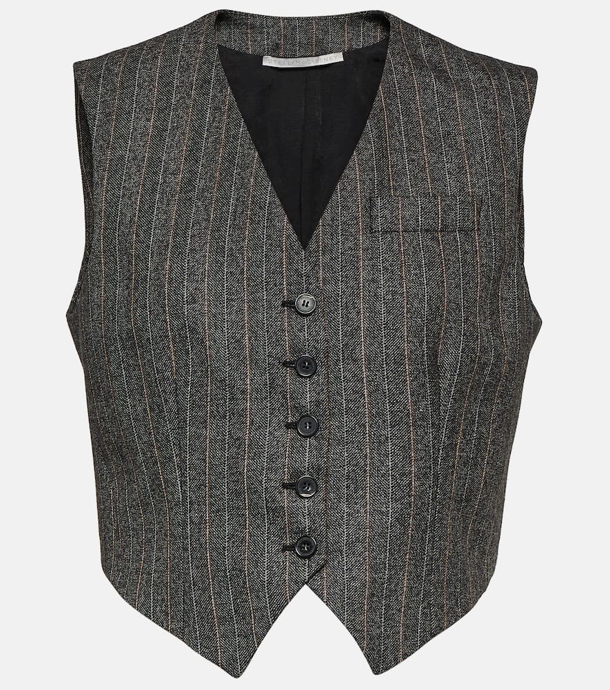 Shop Stella Mccartney Cropped Wool Vest In Grey