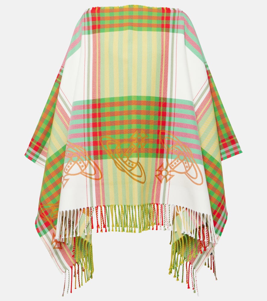 Combat tartan wool and cotton poncho