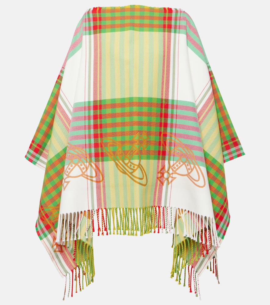 Vivienne Westwood Combat Tartan Wool And Cotton Poncho In Brown