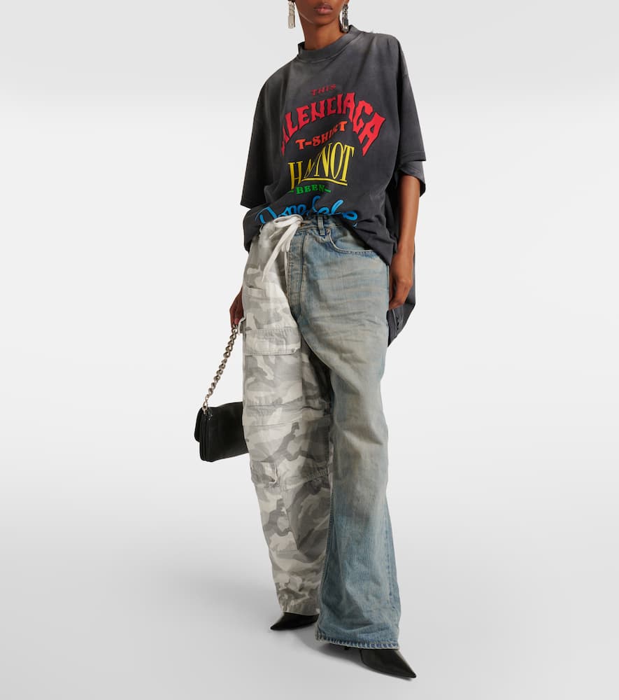 Balenciaga Cotton Ripstop And Denim Cargo Pants In Multicoloured