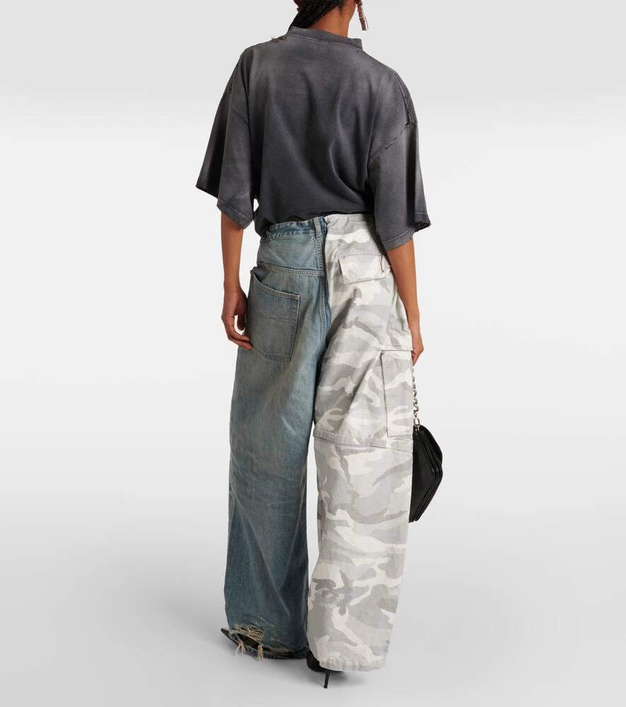 Balenciaga Cotton Ripstop And Denim Cargo Pants In Multicoloured