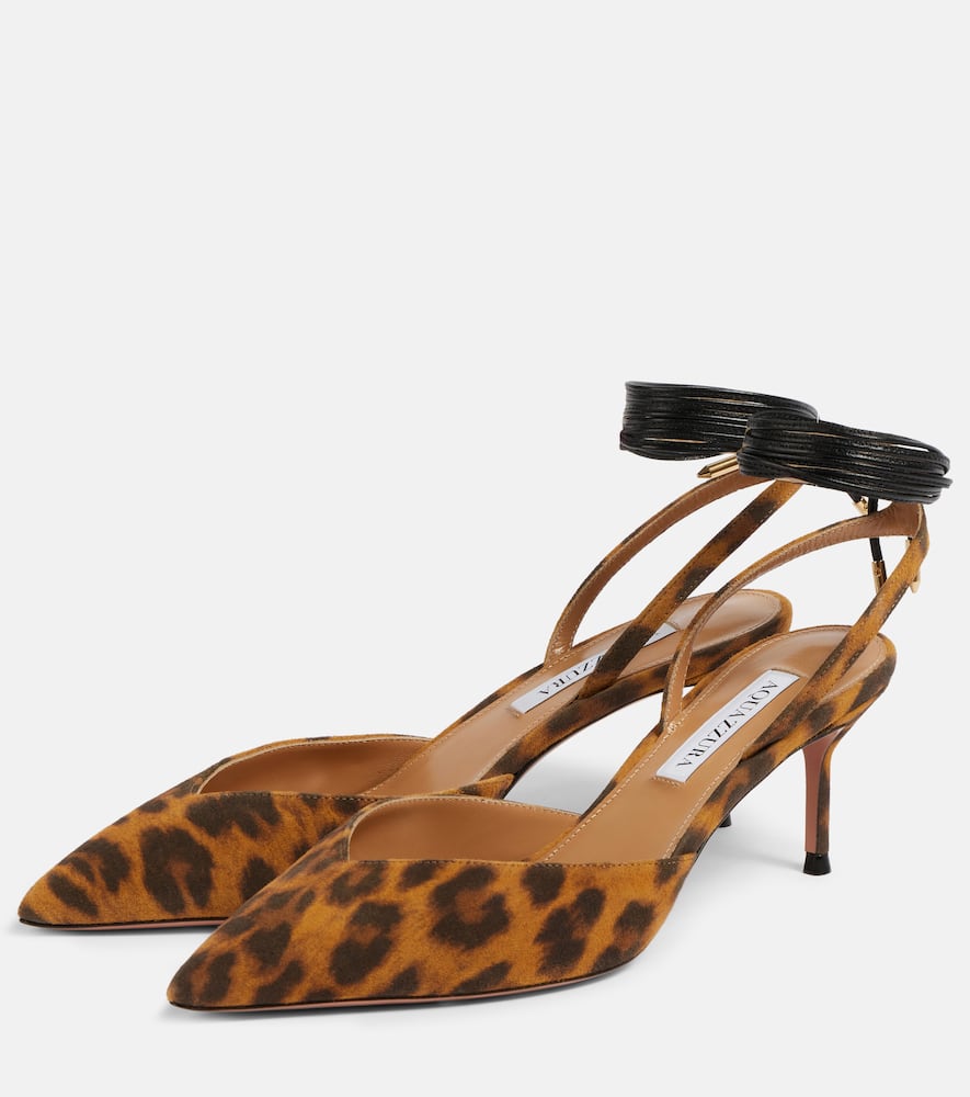 Aquazzura Beyond Animal-print Leather Slingback Pumps In Orange