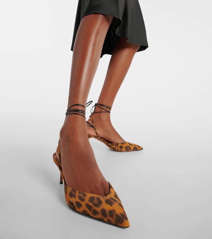 Aquazzura Beyond Animal-print Leather Slingback Pumps In Orange