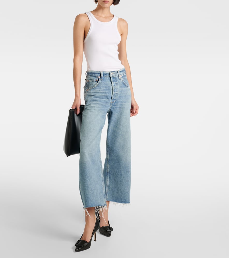 Citizen Of Humanity Blue Gaucho Cropped Wide-leg Jeans In Blue