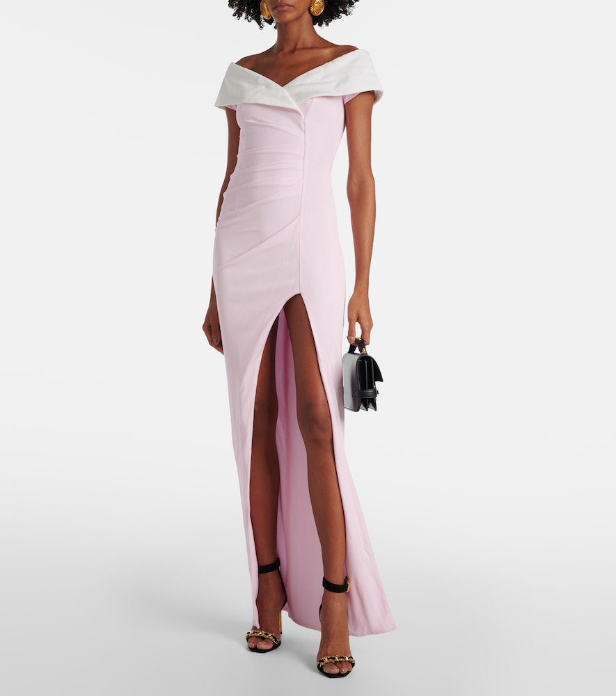  Balmain Balmain Draped Off-shoulder Jersey Gown 