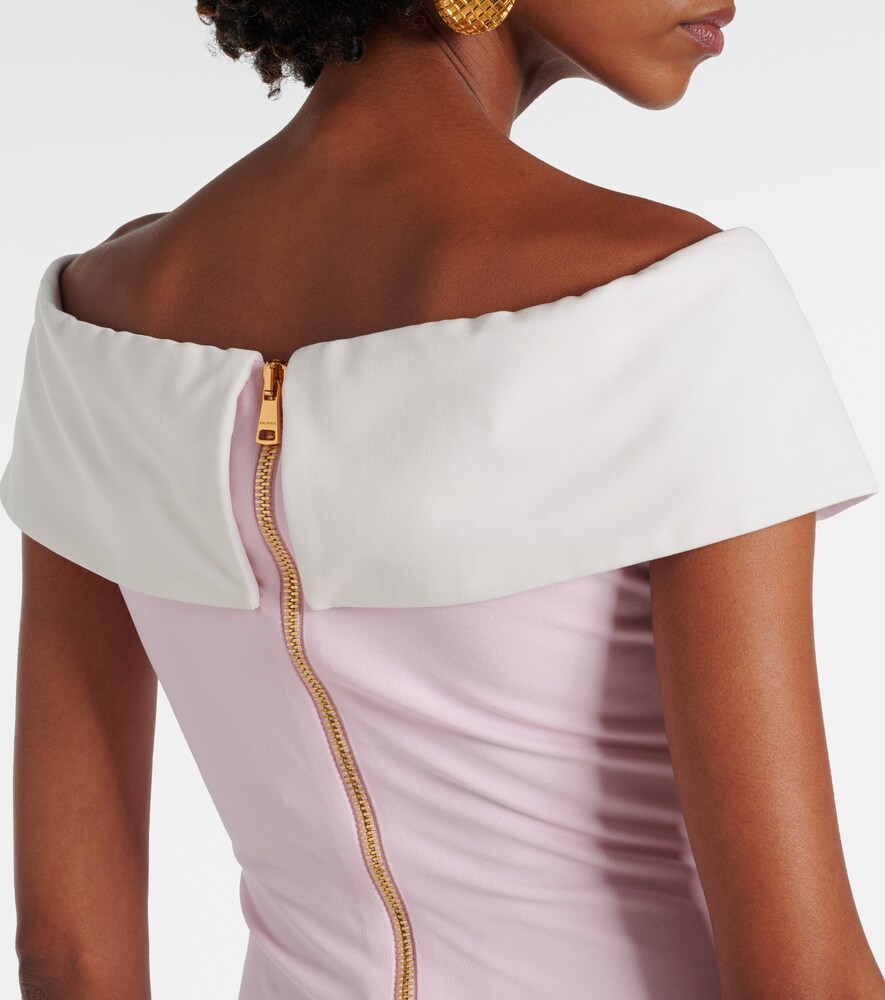  Balmain Balmain Draped Off-shoulder Jersey Gown 