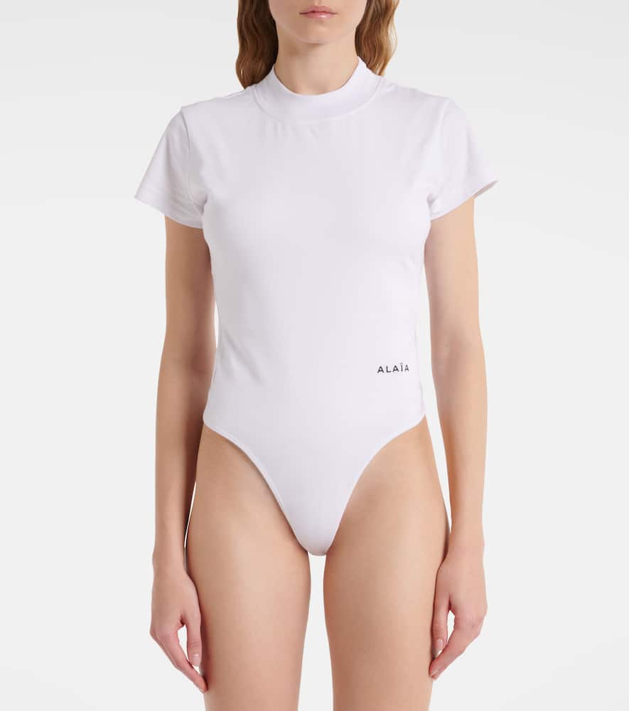 Alaïa Logo-embroidered Bodysuit T-shirt In White