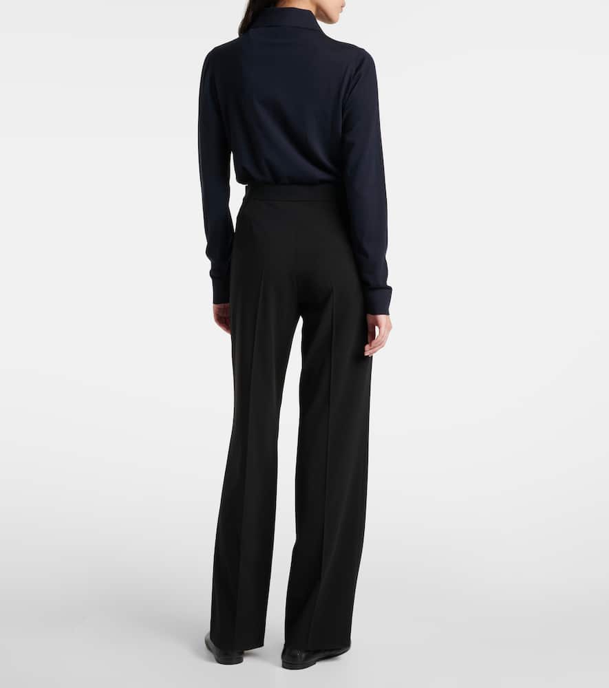 The Row Dina Wool-blend Straight Pants In Black