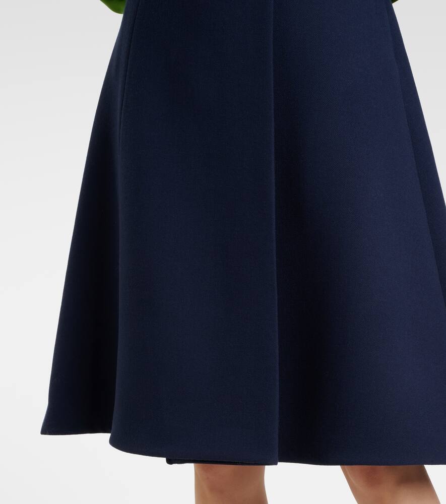 Valentino Virgin Wool Crêpe Midi Skirt In Blue