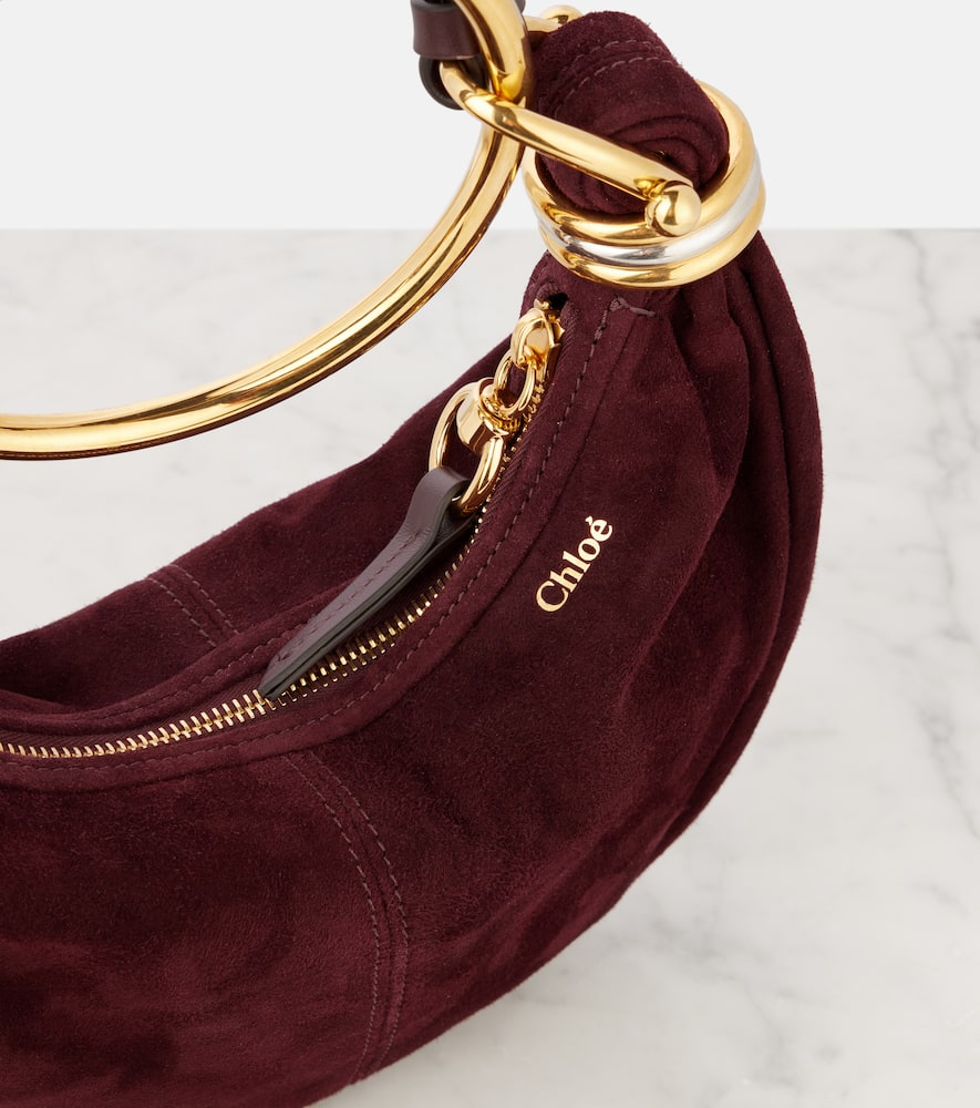 Chloé Womens Deep Violine Bracelet Hobo Mini Suede Top-handle-bag In Brown