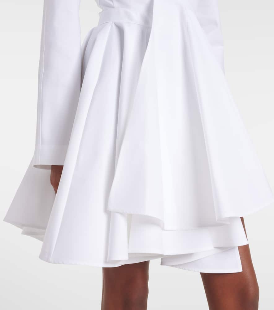 Shop Alaïa Asymmetric Cotton Minidress In Weiss