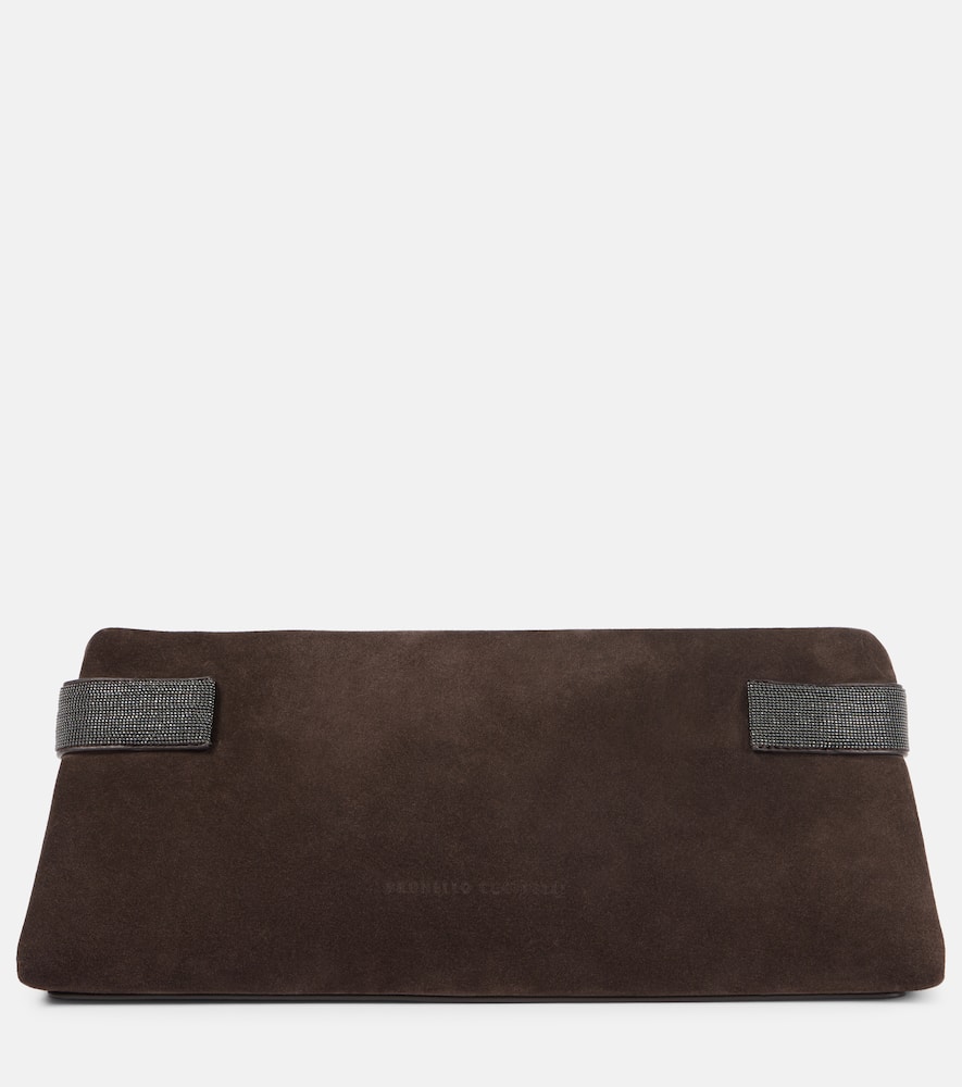 Monili suede clutch