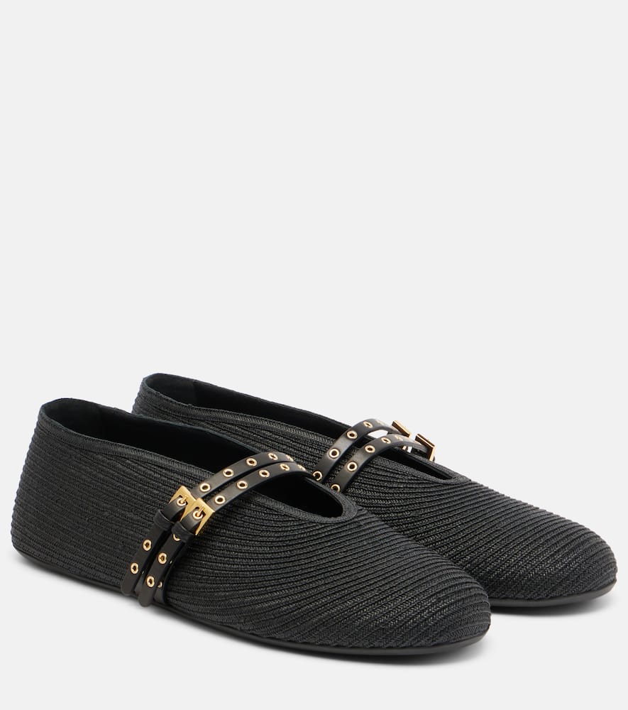 Alaïa Leather-trimmed ballet flats