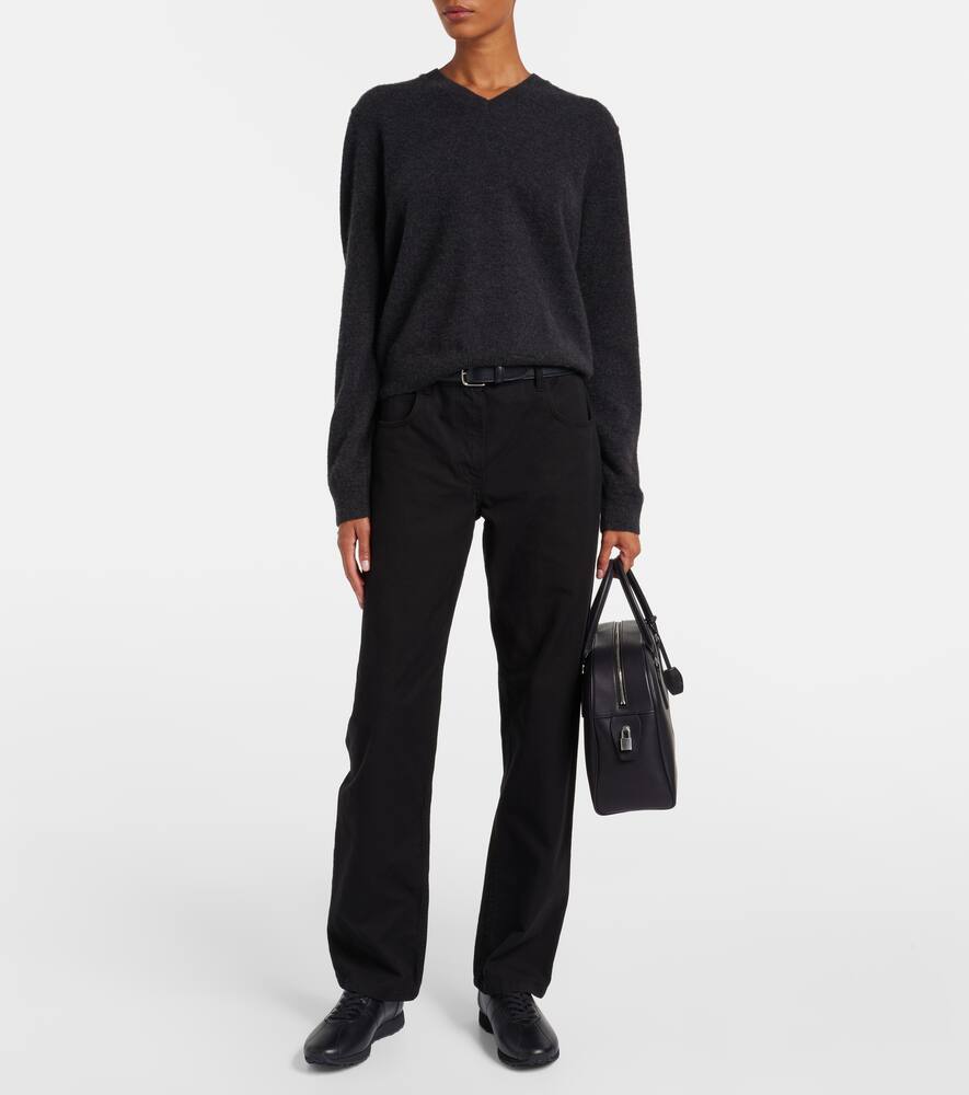 The Row Mica Leather Low-top Sneakers In Black