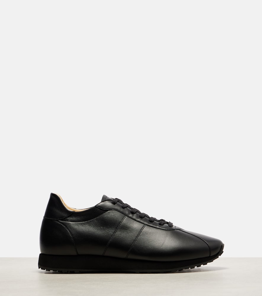 The Row Mica Leather Low-top Sneakers In Black