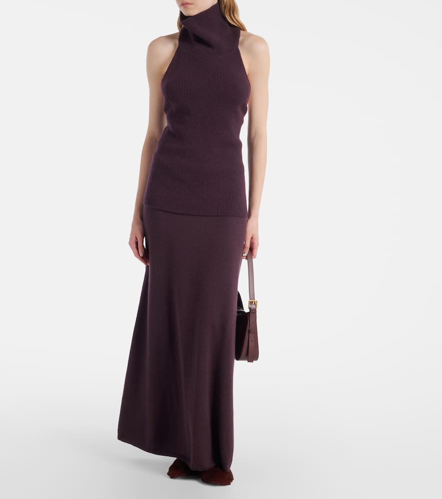 Lisa Yang Maddie Open-back Cashmere Top In Burgundy
