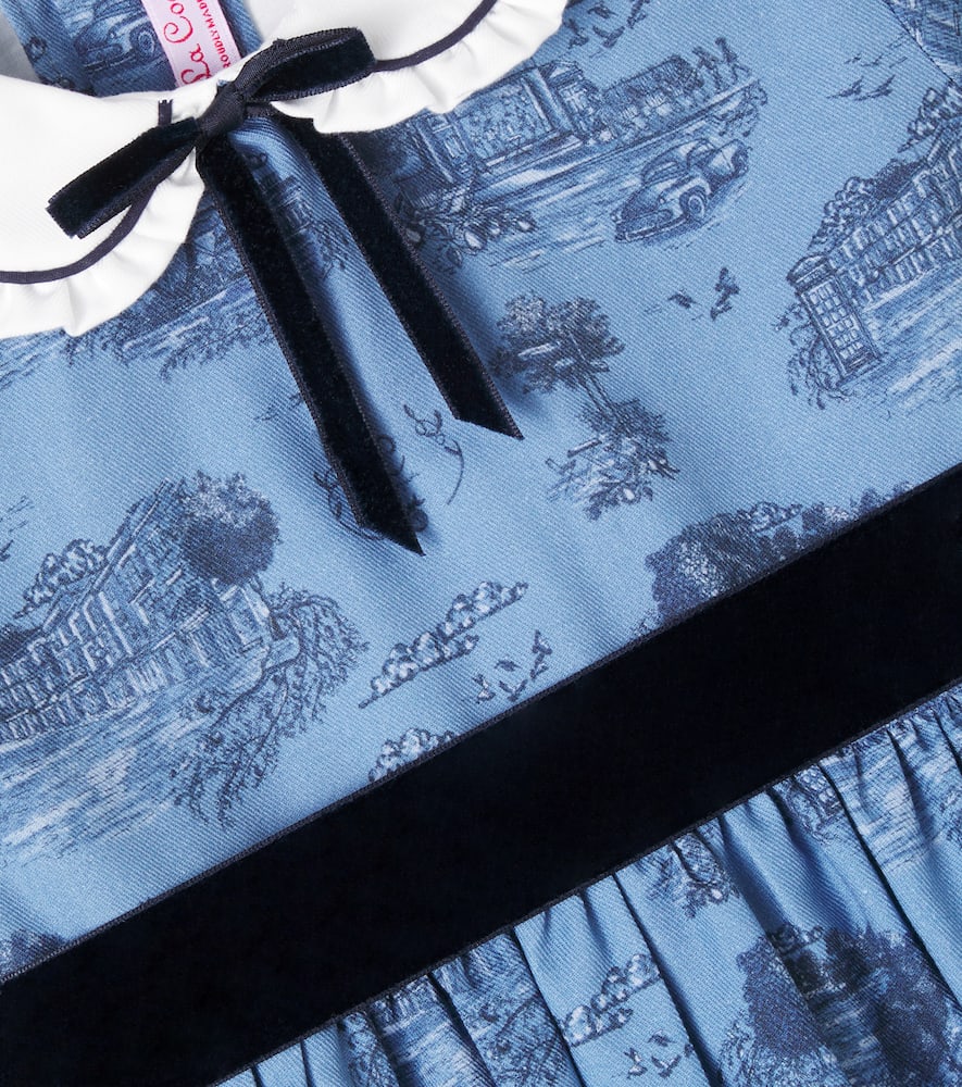 La Coqueta Helena Printed Cotton Dress In Blue