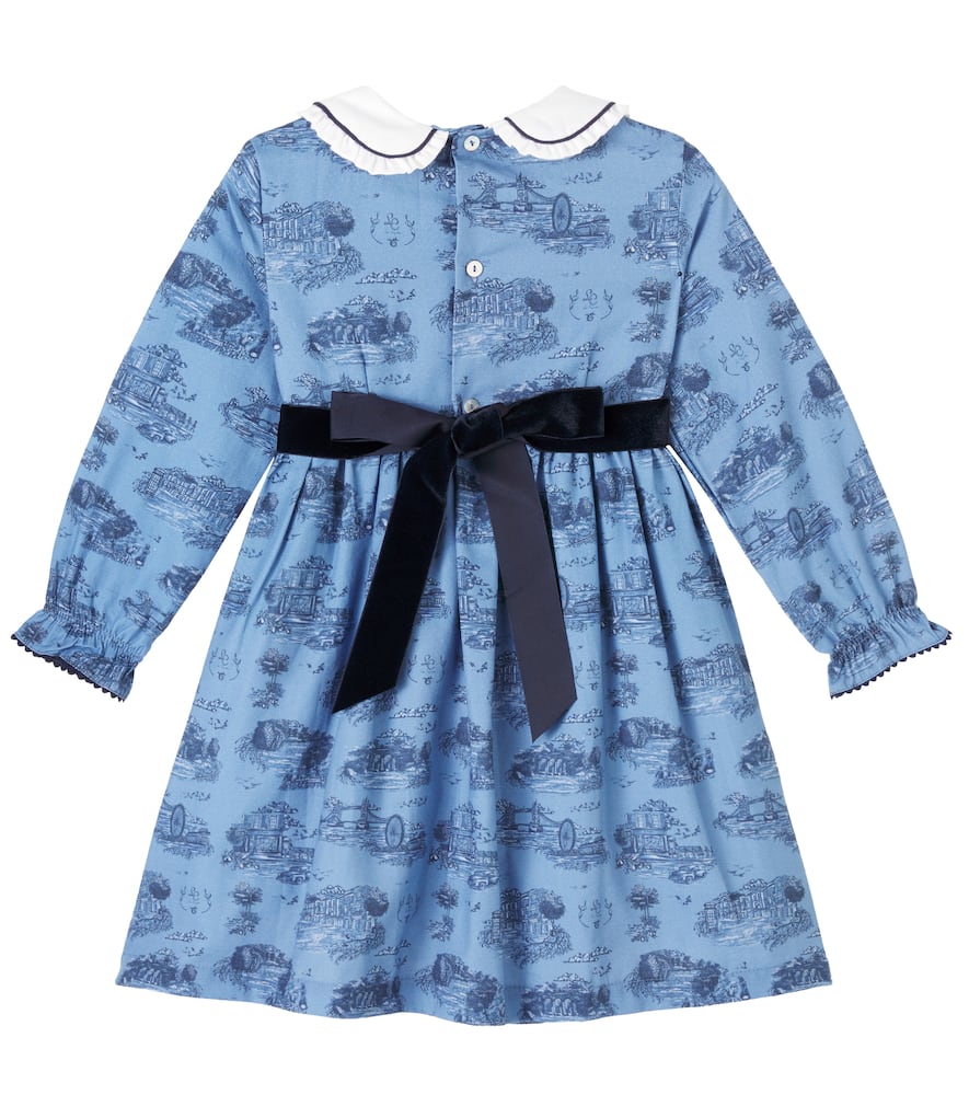 La Coqueta Helena Printed Cotton Dress In Blue