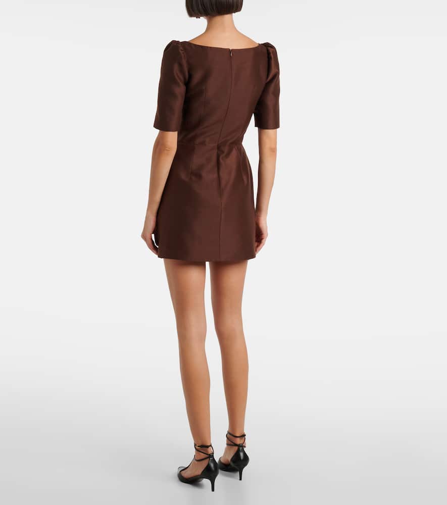 Shushu-tong Bow-detailing Puff-sleeve Dress In Brown