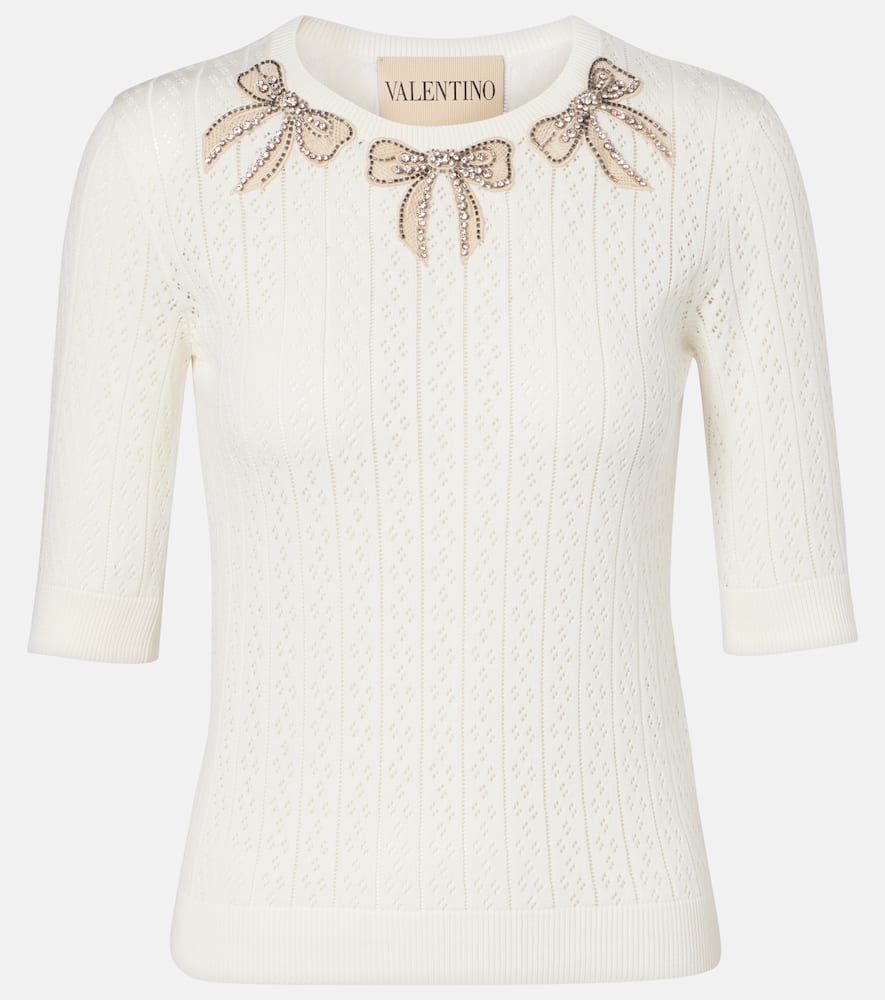 Crystal-embellished cotton sweater